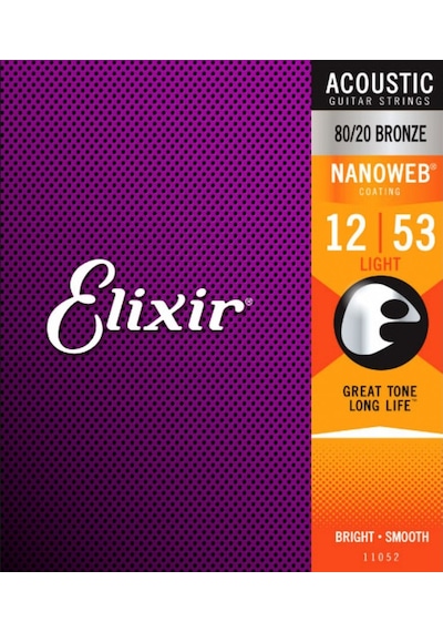 Elixir 11052 Nanoweb 80/20 Bronze Akustik Gitar Teli 12-53