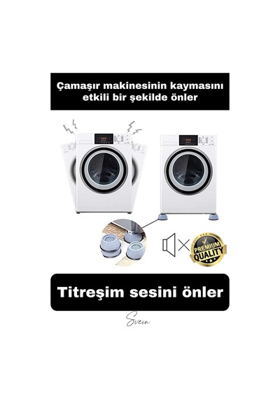 8'li Gürültü Engelleyici Kaymaz Titreşim Önleyici Kauçuk Ayak Ped Çamaşır Makinesi Beyaz Eşya Stoper