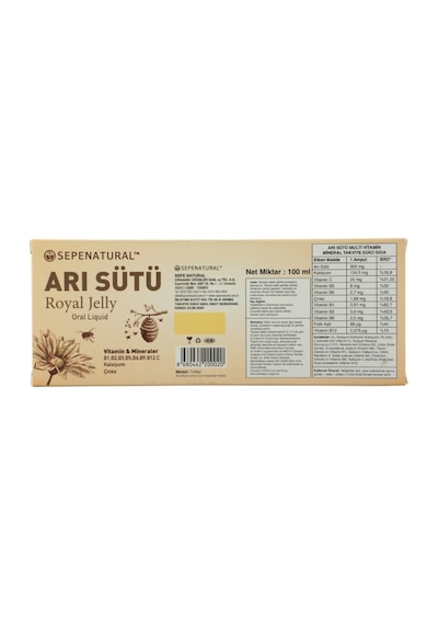 Sepe Natural Arı Sütü Kalsiyum Çinko Folik Asit C ve B Vitamin Kompleks Su Bazlı Şurup 10 Ampul x 10 ML