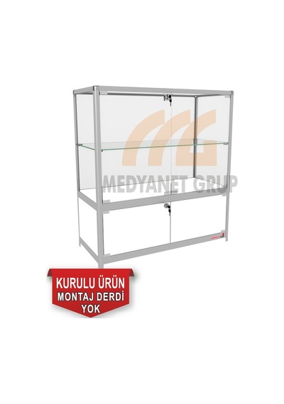 Camlı Vitrin,Camlı Dolap,Camlı Koleksiyon Vitrini 95X90X40 Gri