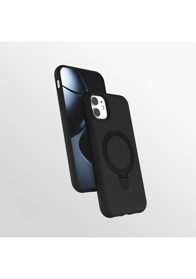 Apple Uyumlu iPhone 11 Kılıf M-safe Şarj Özellikli Standlı Zore Samara Kapak Siyah