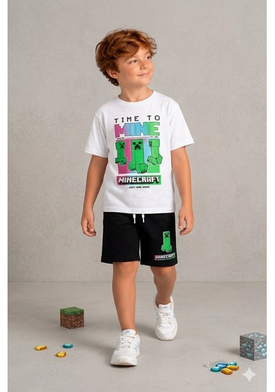Cg Kids Minecraft Erkek Çocuk Tshirt & Şort Alt Üst Takım Süper Kalite Siyah Cg Kids Minecraft Erkek Çocuk Tshirt & Şort Alt Üst Takım Süper Kalite Siyah