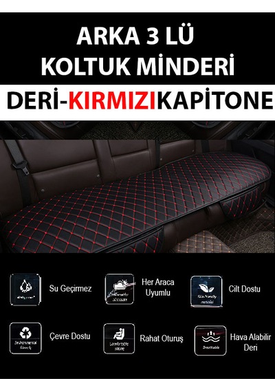 Her Araca Uyumlu Araba Koltuk Minderi 3 Parça Kırmızı