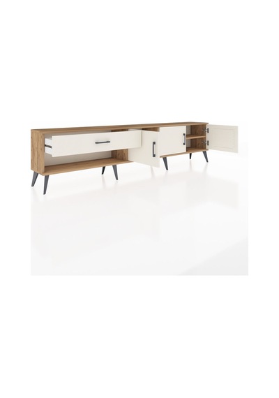 Arges Tv Ünitesi 2 Raflı Tek Çekmeceli 3 Kapaklı 220x30x51 Çam-aytaşı Aytası/aytası - Atlas Çam
