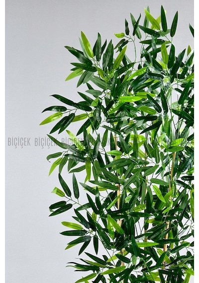 Yapay Bambu Ağacı 6 Dallı 150 Cm Yoğun Yapraklı Metal Krem Saksı Siyah