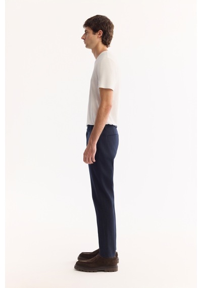 Avva Erkek Lacivert Viskon Karışımlı Kolay Ütülenen Çizgili Slim Fit Pantolon A52y3006