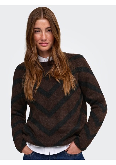 Only Onlelıza L/s Pullover Knt Noos Kahverengi Kadın Kazak 15191792