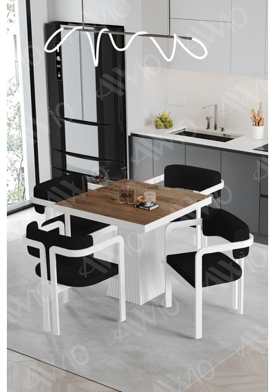 Avvio Demre Bohem Ayak Tokyo Demonte Sandalye 80x80 Yemek Masası Mutfak Masası 4 Kişilik Akçaağaç