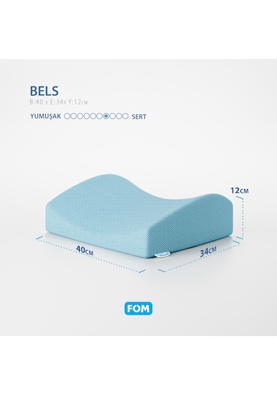 Fom Bels Visco Konforlu ve Ortopedik Bel Destekli Yastık 40 x 34 x 12 Açık Mavi﻿﻿ Çok Renkli
