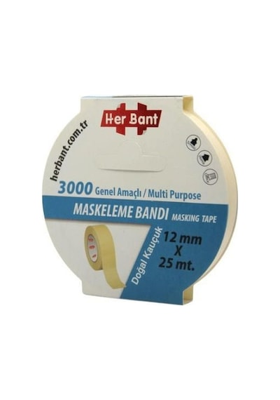 12mmx25mt Maskeleme Band Doğal Kauçuk Hotmelt Bant Yüksek Kalite