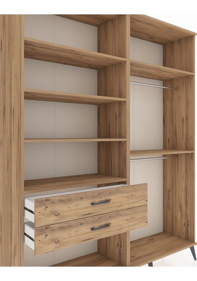 Hyperion Gardrop 6 Raflı 2 Çekmeceli 2 Askılı 176x44x221 Çam-çam Çam Hyperion Gardrop 6 Raflı 2 Çekmeceli 2 Askılı 176x44x221 Çam-çam Çam