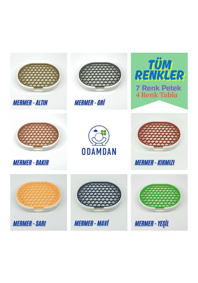 Odamdan Modern Çift Renkli Beyaz-gri Katı Sabunluk - Su Tahliyeli Ve Izgaralı Tasarım 9x12 Cm Mermer - Altın