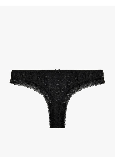 Koton Rahat Kesim Dantelli Brazilian Külot Siyah 6slk30179mk