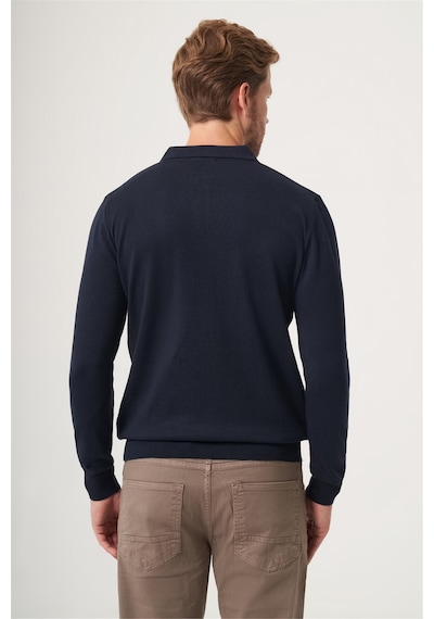İmza Lacivert-füme Polo Yaka Uzun Kol Örme Comfort Fit Pamuklu Triko Kazak 1012265156 Lacivert - Füme İmza Lacivert-füme Polo Yaka Uzun Kol Örme Comfort Fit Pamuklu Triko Kazak 1012265156 Lacivert - Füme