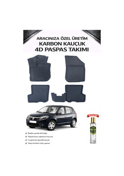 Dacia Sandero 2013 Model Aracınıza Özel Karbon Kauçuk Paspas Takımı