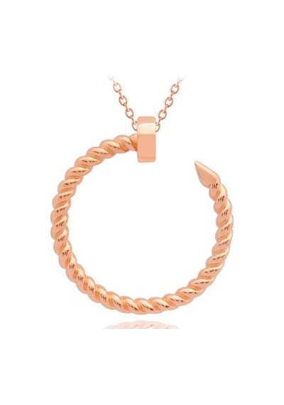 Diamond Line-Gülaylar - Pembe Altın 14 Ayar Çivi Kolye