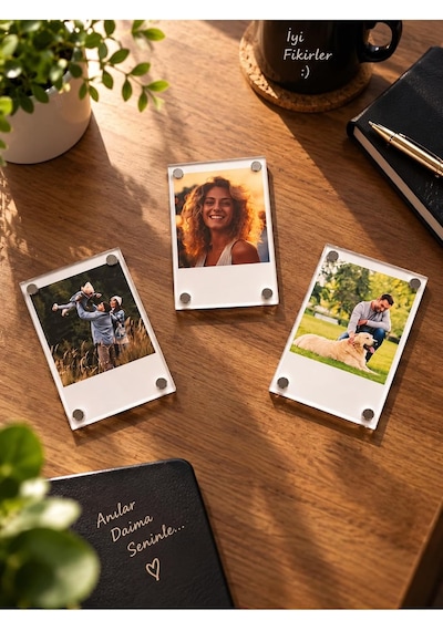 Şeffaf Pleksi Mıknatıslı Polaroid Fotoğraf Çerçevesi 6x9 Cm 3 Adet