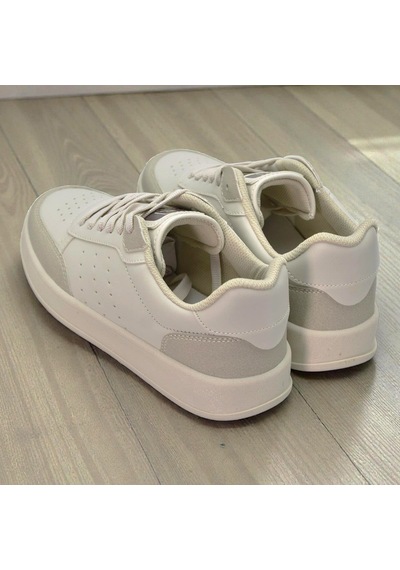 Papatay 1011 Hazır Taban Unisex Spor Ayakkabı Bağcıklı Rahat Sneaker Bej