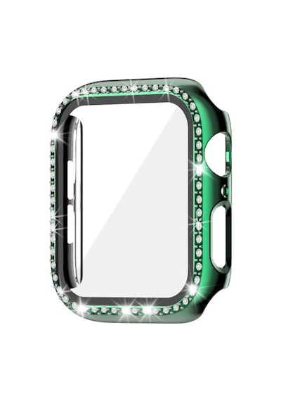 Apple Uyumlu  Watch 7 41 MM Tek Sıra Parlak Taşlı Rubber Kasa Kapak