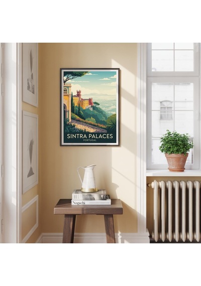 Sintra Sarayları Portekiz Seyahat Posteri Tarihi Kale Duvar Sanatı Manzaralı Ev Dekorasyonu