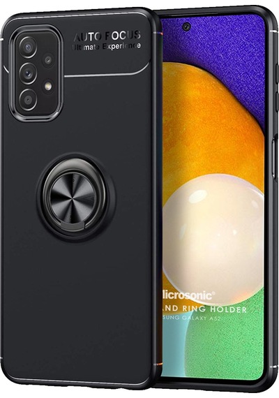 Microsonic Samsung Uyumlu Galaxy A52 Kılıf Kickstand Ring Holder