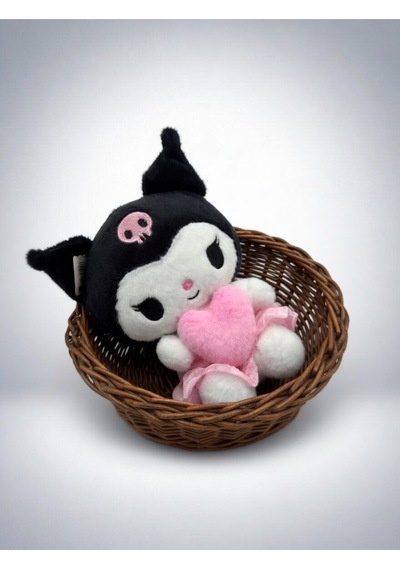 Kalp Tutan Kuromi Peluş Oyuncak Sanrio 30cm Peluş Oyuncak Melodi Kuromii Hellokityy Çok Renkli