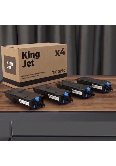 Kingjet Kyocera Uyumlu Tk-3190 Standart Kapasiteli 4'lü Paket Çipli Uyumlu  Toner Ecosys P3155dn