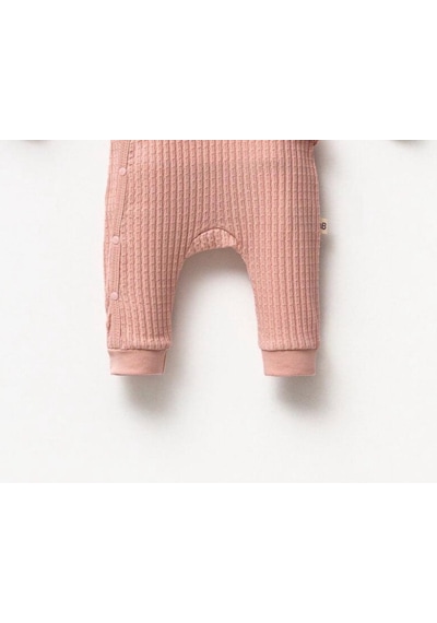 By Bubbles Natural Belden Dantelli Kız Bebek Tulum Gül Kurusu