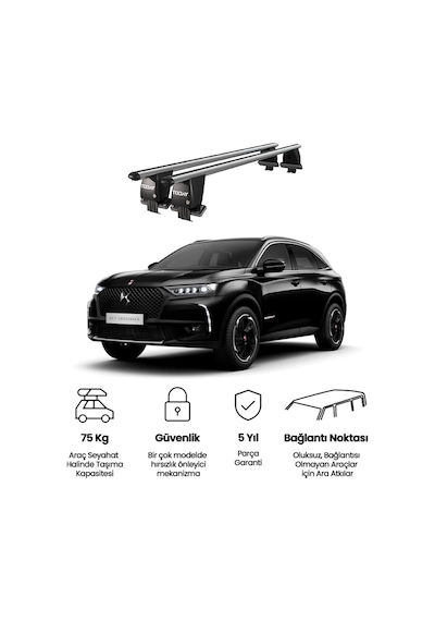 Royal Ds 7 Crossback 2017 Ve Sonrası Uyumlu Gri Kilitli Ara Atkı Port Bagaj Tavan Barı