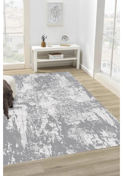 Kreasyon Halı Modern Md011 Beyaz Antrasit Makine Halısı
