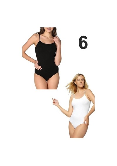 Gümüş Kadın Ip Askılı Kancalı Çıt Çıtlı Body 6 Lı Paket