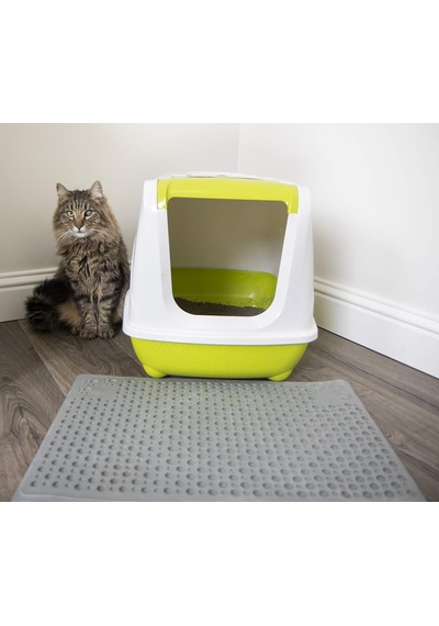 Purr-fect Paws Çok Amaçlı Kedi Kumu Matı - Gri, Orta, 1'li Paket