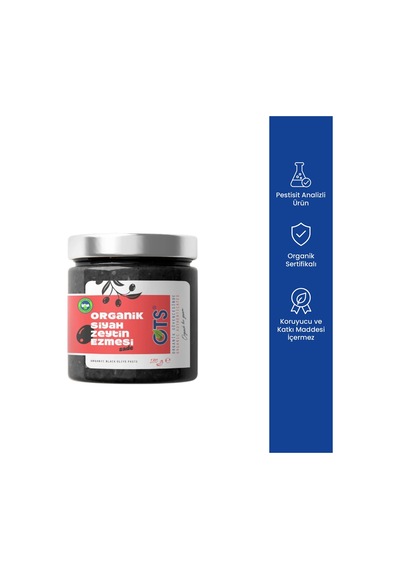 Ots Organik Siyah Zeytin Ezmesi (Sade) 180 gr  (Organik Sertifikalı, Pestisit Analizli)
