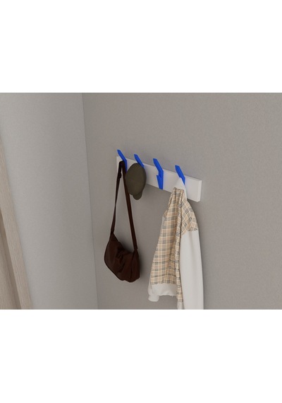 Hepsi3boyutlu Modern Duvar & Kapı Kanca Askılık - 4 Adet Mavi Kanca Askılık - Model No : 3 Mavi