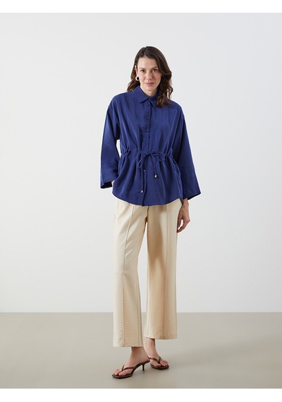 Lcwaıkıkı Classic Lacivert Oversize Modal Karışımlı Kadın Gömlek