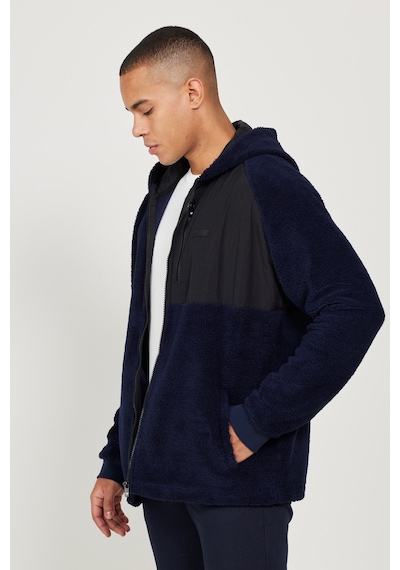 AC&Co / Altınyıldız Classics Erkek Lacı Oversize Bol Kesim Kapüşonlu Polar Lacivert
