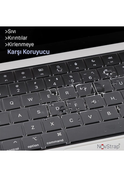 Novstrap Apple MacBook Pro 16 İnç M5 Pro M5 Max A3428 A3429 İle Uyumlu Türkçe Q Şeffaf Klavye Koruyucu Kılıf Şeffaf