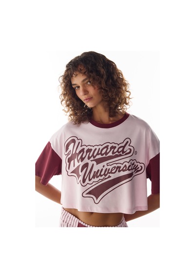 Penti Pembe Harvard Graffiti Desenli Kısa Kollu Şort Pijama Takımı Pk24
