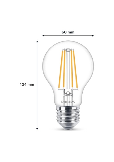 Philips Led Classic 75w A60 Filament Ampul, 2700 Sarı Işık, E27 Normal Duy, Dim Edilmez Diğer