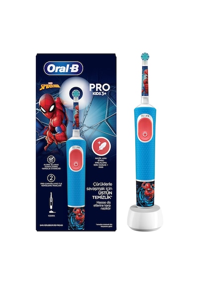 Oral B D100 Pro Çocuk Spiderman Şarj Edilebilir Diş Fırçası 5 Adet
