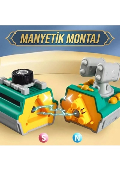 Manyetik Dönüşen Robot Araba Seti 21 Parça Sök Tak Eğitici Oyuncak - Kutulu Polis Merkezi