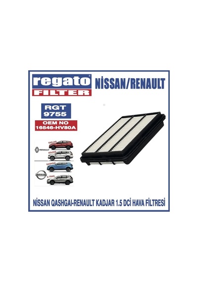 Regato Nissan Qashgai Renault Kadar-koleos 1.5 Dci Hava Filttresi