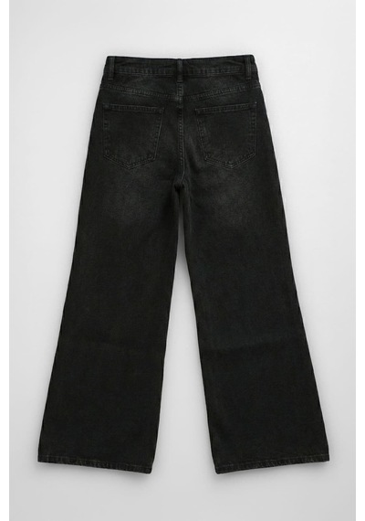 Kadın Yüksek Bel Wide Leg Jean Pantolon Antrasit