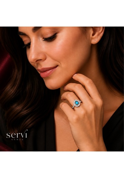 Servi 925 Ayar Gümüş Ocean Drop Yüzük-36