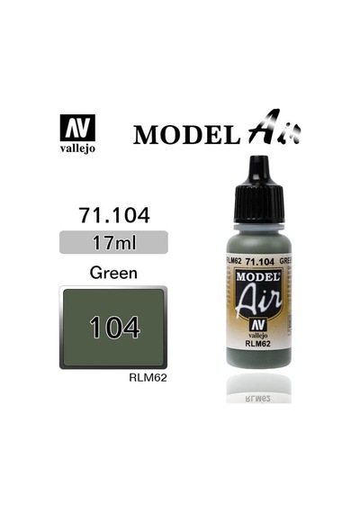 17 Ml. Green Rlm62 Model Air Serisi Maket Boyası, Vallejo 71104 Standart