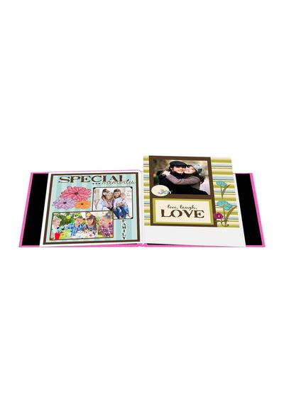 Ayrex 30,5 X 30,5 Cm Kitap, Kumaş Kapak, Pencereli Albüm, Kırmızı, Açık Pembe, 8 İnç X 8 İnç
