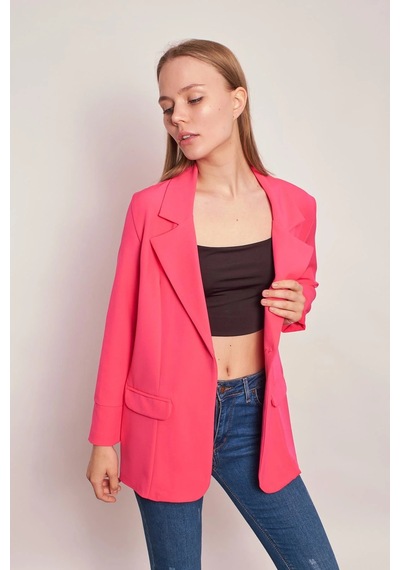 Yakalı Kolu Katlamalı Cep Kapaklı Salaş Boyfriend Oversize Hafif Likralı Kumaş Blazer Ceket-koyu Pembe K.pembe Yakalı Kolu Katlamalı Cep Kapaklı Salaş Boyfriend Oversize Hafif Likralı Kumaş Blazer Ceket-koyu Pembe K.pembe