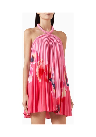 Acler Fixby Plise Mini Elbise - - %100 Polyester - Halter Yaka - Gizli Arka Fermuar Çok Renkli