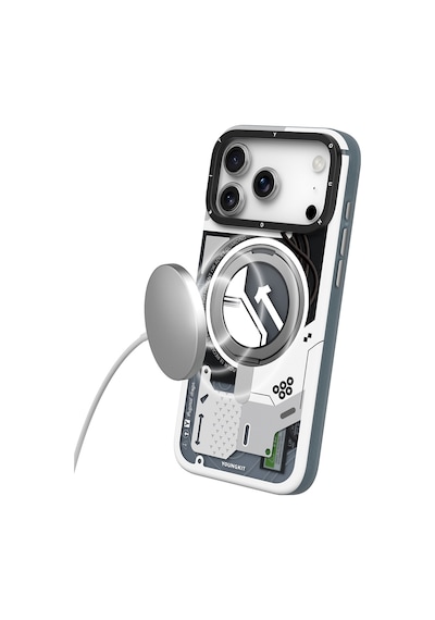 Apple Uyumlu iPhone 17 Pro Kılıf M-safe Şarj Özellikli Youngkit Starship Serisi Kapak Beyaz Beyaz