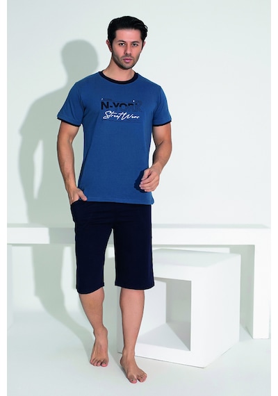 Remsa Erkek Şort Tshirt Pijama Takımı 25258 Lacivert Lacivert